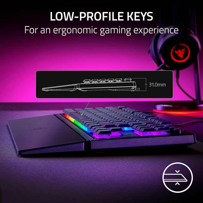Razer Ornata V3 TKL Gaming Keyboard, Low-Profile Keys, Black | Mecha-Membrane Switches, UV-Coated Keycaps, Backlit Media Keys, 8-Zone RGB Lighting, Spill-Resistant, Magnetic Wrist Rest - Image 2