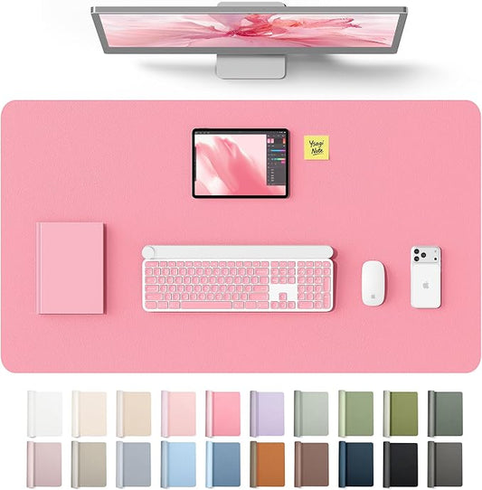 YSAGi Leather Desk Protector, Office Mat, Large Mouse Mat, Non-Slip PU Leather Blotter, Laptop Desk Mat, Waterproof Writing Pad for Office and Home(Pink, 40" x 24") by YSAGi