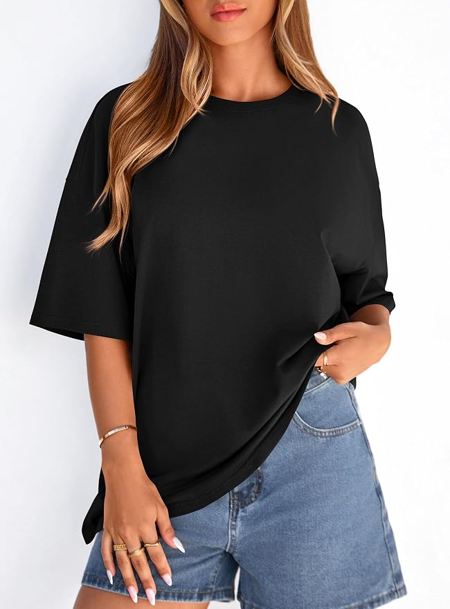 PRETTYGARDEN Womens 2026 Spring Going Out Tops Casual Short Sleeve Crewneck Loose Fit Basic Oversized T Shirts Summer Outfits - Image 4