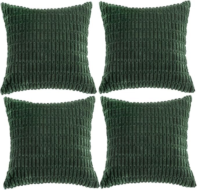 Fancy Homi 4 Packs Decorative Throw Pillow Covers for Living Room Couch Bed, Modern Farmhouse Boho Home Décor Accent Cushion Case, 18" x 18", Forest Green by Fancy+Homi
