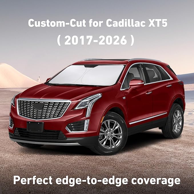 EcoNour Windshield Sunshade Compatible for Cadillac XT5 2017-2023 2024 2025, Sun Visor for Front Windshield & Window Sun Shade Cover, UV Heat Blocker & Protector, Car Accessories - Image 2