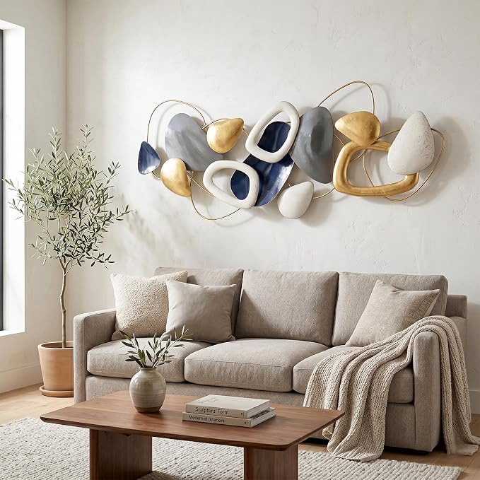 Axioglo 59" Large Wall Decor,3D Abstract Metal Wall Art for Living Room | 59" x 25" metal wall decor with layered metal texture, mounting hardware, two-way display - Image 4