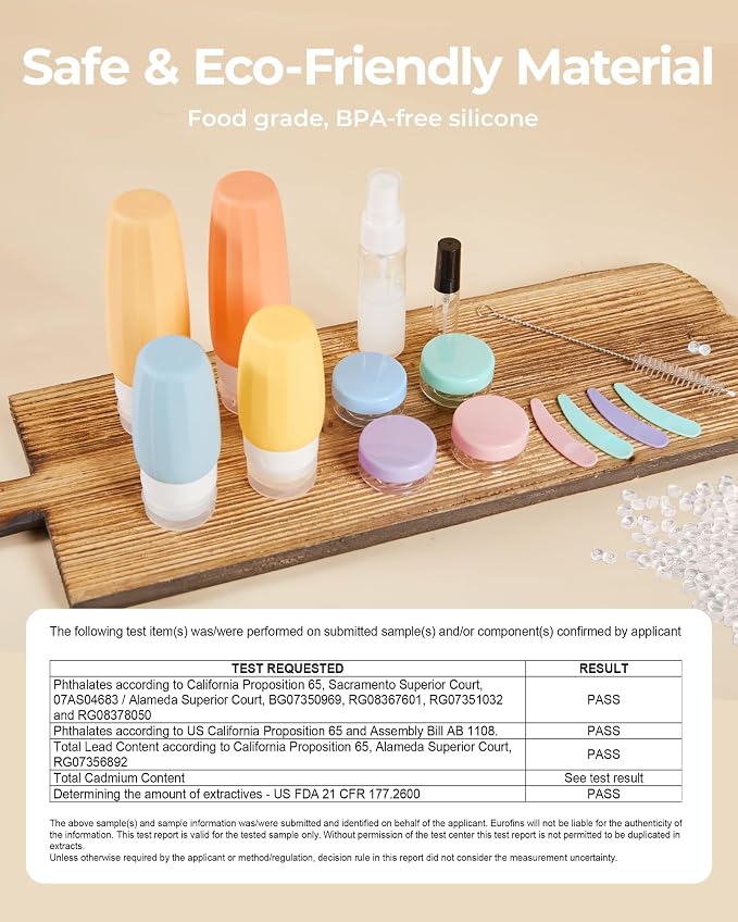BAGSMART 18 Pack TSA Approved Travel Bottles for Toiletries, Leak Proof Silicone Travel Size Containers Bottles for Shampoo, Rose Pink - Image 3