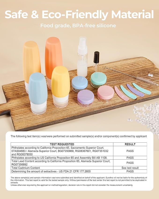 BAGSMART 18 Pack TSA Approved Travel Bottles for Toiletries, Leak Proof Silicone Travel Size Containers Bottles for Shampoo, Macaron - Image 3