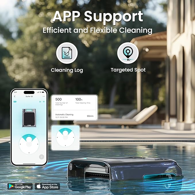AIPER EcoSurfer S2 Solar Powered Pool Surface Skimmer Robot with APP Support, 24/7 Continuous Cleaning, Dual Charging Modes, Smart Obstacle Avoidance, 150-um Filtration, OTA Upgrade, Blue - Image 6