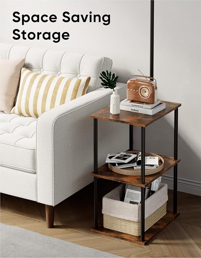 PARTPHONER Floor Lamp with Table, Night Stand with Lamp, Narrow Side Table with 3CCT LED Bulb, Small Coffee Table, Modern End Table with Storage Shelves for Living Room Bedroom Home Décor - Image 6