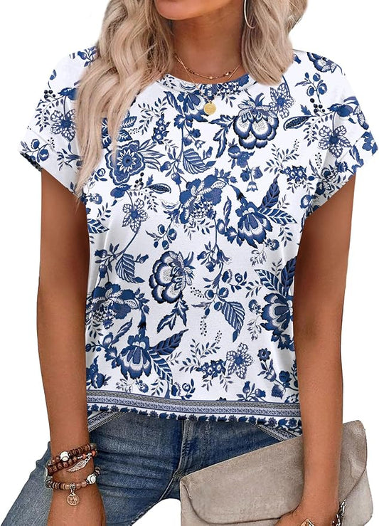 Alaroo Womens Summer Tops Short Sleeve Shirts Crew Neck Tshirt Cute Trendy Tunic Blouses (S-3XL) by Alaroo