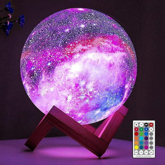 BRIGHTWORLD Moon Lamp Galaxy Lamp 5.9 inch 16 Colors LED 3D Moon Light, Remote & Touch Control Moon Night Light Gifts for Girls Boys Kids Women Birthday（Wooden Base） by BRIGHTWORLD