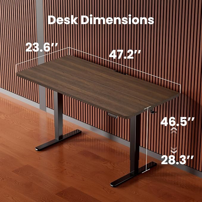 ErGear Height Adjustable Electric Standing Desk, 48 x 24 Inches Sit Stand up Desk, Memory Computer Home Office Desk, Dark Walnut - Image 3