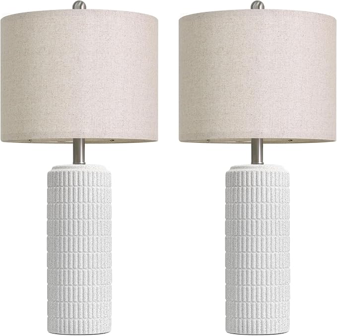 PoKat 27.5'' Tall Table Lamps for Living Room Set of 2, Stone-Like Ceramic Bedroom Lamps for Night Stands, Farmhouse Bedside Lamps for Bedroom Living Room, Nightstand Lamps for End Table, Hallway - Image 7