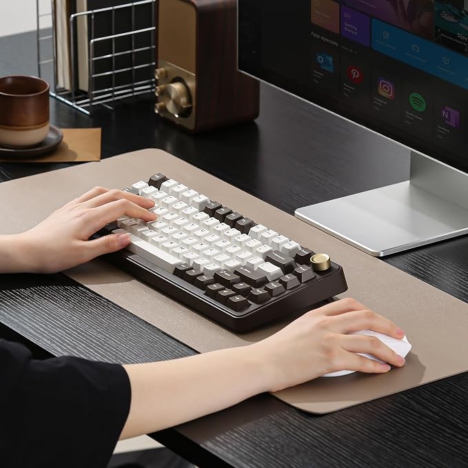 YUNZII B75 PRO 75% Wireless Mechanical Keyboard (Coffee Brown, MilkV2) | Hot Swap Keyboard with Knob, Gasket Mount, Creamy Pre-lubed Switch for Smooth Typing, BT/USB-C/2.4G, for Gaming - Image 9