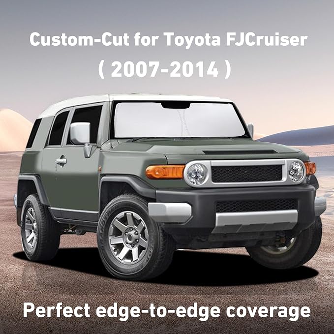 EcoNour Windshield Sunshade Compatible for Toyota FJCruiser 2007-2012 2013 2014, Sun Visor for Front Windshield & Window Sun Shade Cover, UV Heat Blocker & Protector, Car Accessories - Image 2