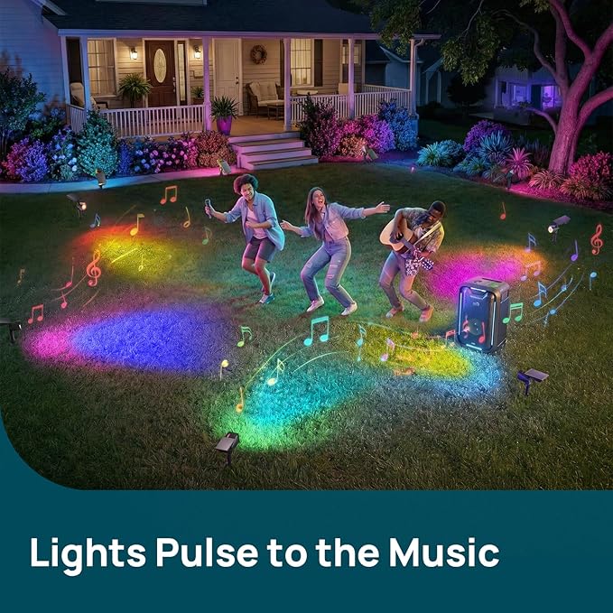 Linkind Smart Solar Lights Outdoor Waterproof SL6C, Dual-Ring Solar&USB Charging Solar Spotlights Outdoor Waterproof IP66, Color Changing Spot Light for Yard, Tree, Landscape, House, 1 Pack - Image 6