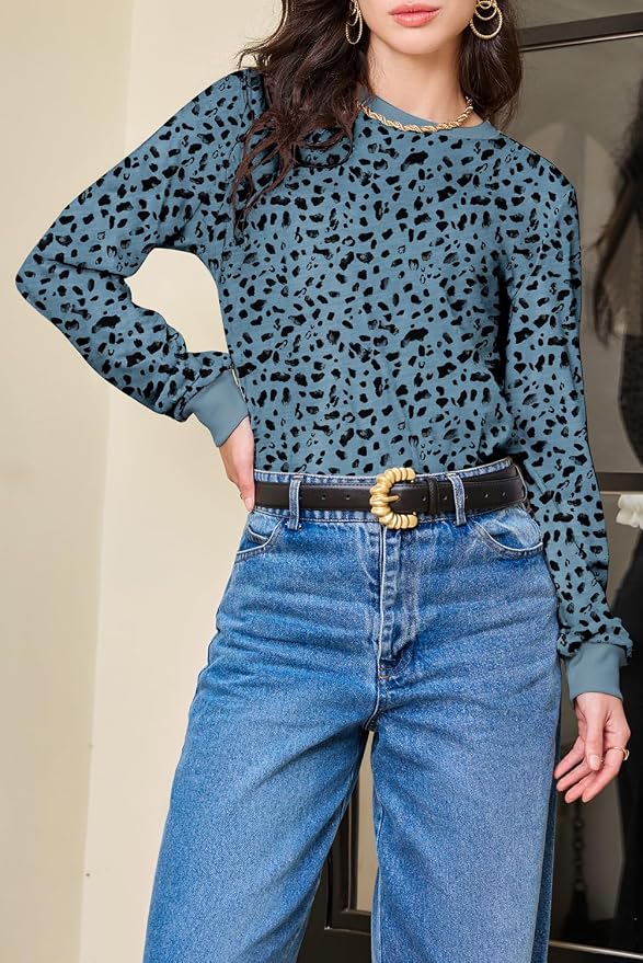 EVALESS Womens Crewneck Long Sleeve Tops Casual Polka Dots Tops Fall 2026 Tshirts Shirts - Image 6
