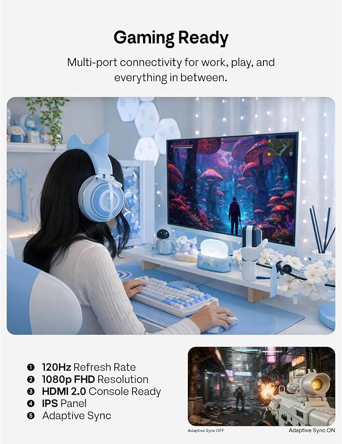 Pixio PX246 Wave Blue 24 inch 120Hz Refresh Rate FHD 1080p Resolution IPS Panel 4ms GTG Response Time Gaming Monitor with Adaptive Sync - Image 6