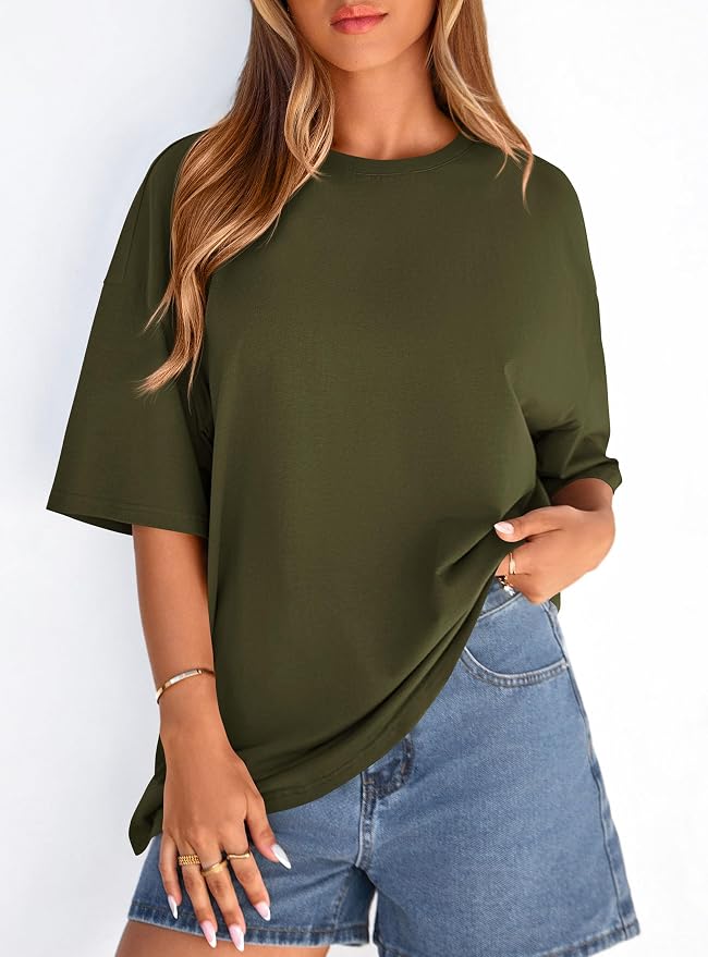 PRETTYGARDEN Womens 2026 Spring Going Out Tops Casual Short Sleeve Crewneck Loose Fit Basic Oversized T Shirts Summer Outfits - Image 4