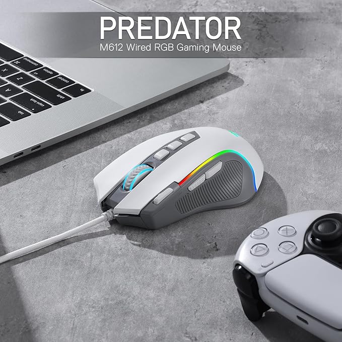 Redragon M612 Wired RGB Optical Gaming Mouse 8000 DPI Remapping Keys | Stable Lag-Free Connection, Redefine Keybinding Macro, Rapid-Fire Side Clicker, Vibing Backlight - Image 7