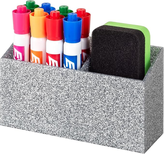 BEYGORM Magnetic Dry Erase Marker Holder for Whiteboard & Refrigerator | Non-slip Acrylic Pen Holder for Classroom, Fridge Magnet, Locker Organizer Accessories, Teacher & School Supplies(Silver) by BEYGORM