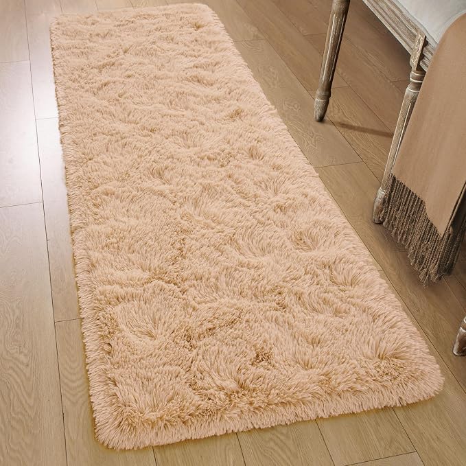 Tepook Soft Runner Rugs for Bedroom Living Room, Fluffy Plush Rug 2x6 for Kids Girls Room, Shag Furry Area Rug Non Slip Carpet for Nursery Children Dorm Home Decor, Beige - Image 4