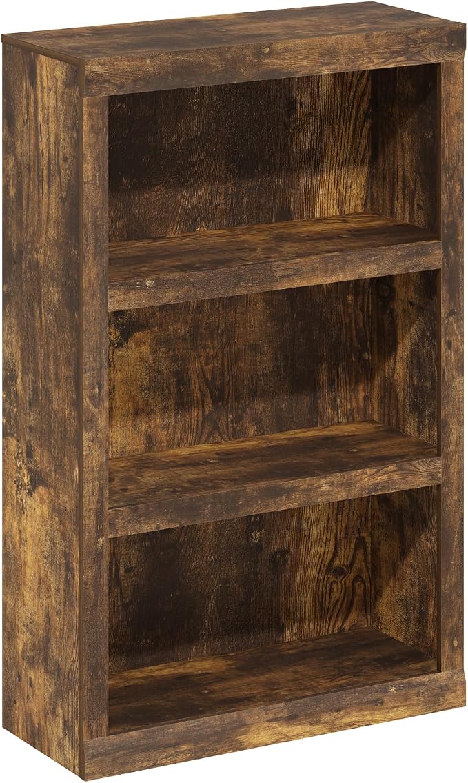 Furinno Rail Book Shelf, 3-Tier Classic Style Bookshelf, Bookcase with Open Shelf, 10.1 x 24.6 x 39, for Organization and Storage, for Living Room, Bedroom, Home Office, Amber Pine - Image 6