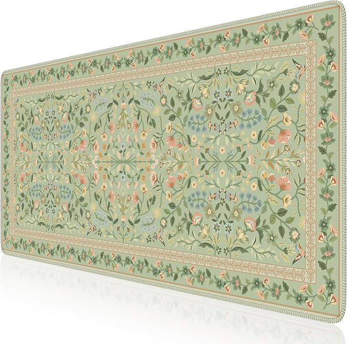 iCasso Desk Mat for Keyboard, Large Mouse Pad,35.4x15.7in,Light Green | Desk Pad for Home Office Decor Supplies, Desk Accessories, Non-Slip Mousepad with Stitched Edge, Smooth Water-Resistant by iCasso