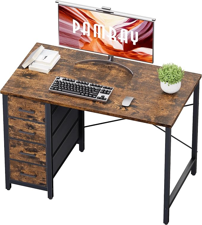 Pamray 32 Inch Computer Desk with 4 Drawers Small Office Desk for Home Bedroom Study Writing Simple Modern Computer Table Vintage by PAMRAY