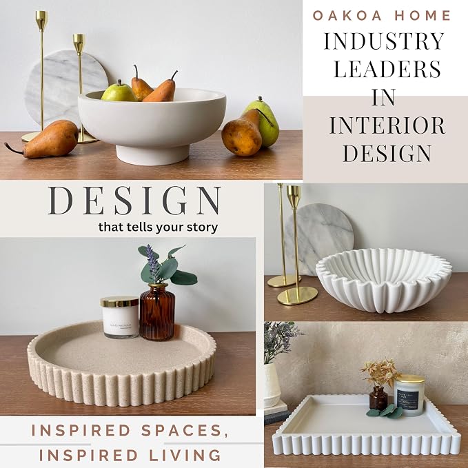 OAKOA Decorative Tray for Decor - Coffee Table Tray for Living Room - Round Tray for Home Decor - Coffee Table Decor Centerpiece - Modern Minimalist Centerpiece - Image 3