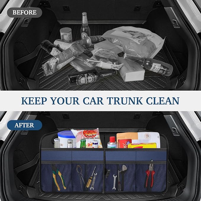 Femuar Car Trunk Organizer, Collapsible, Waterproof, Non-Slip, Blue, 52L, 5 Compartments, Rectangular, Portable, Practical/Functional - Image 5