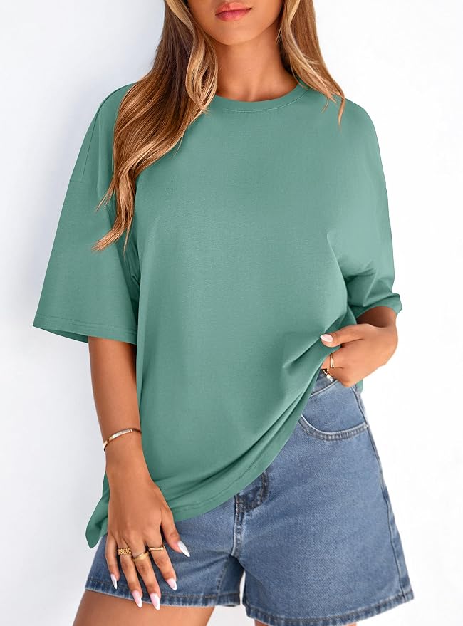 PRETTYGARDEN Womens 2026 Spring Going Out Tops Casual Short Sleeve Crewneck Loose Fit Basic Oversized T Shirts Summer Outfits - Image 4