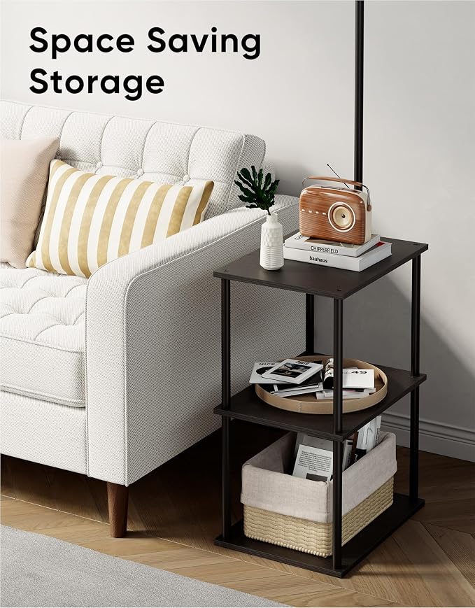 PARTPHONER Floor Lamp with Table, Night Stand with Lamp, Narrow Side Table with 3CCT LED Bulb, Small Coffee Table, Modern End Table with Storage Shelves for Living Room Bedroom Home Décor, Black - Image 6