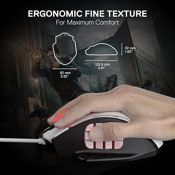 Redragon M908 Wired RGB MMO Gaming Mouse 24000 DPI Remapping Keys | Stable Lag-Free Connection, Redefine Keybinding Macro, Vibing Backlight, Ergonomic Grip Body Comfort - Image 6
