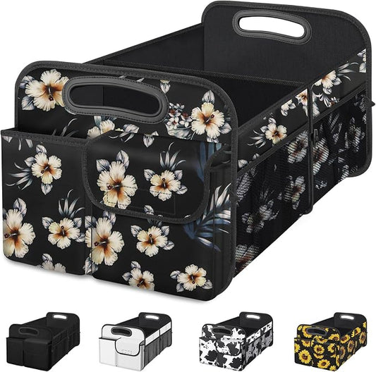 Femuar Car Trunk Organizer, Car Storage Organizer with Large Capacity Waterproof Collapsible Trunk Organizer for Car Suv/Jeep/Sedan (Hibiscus flowers, Standard) by GuangzhouTailinTechnologyCo