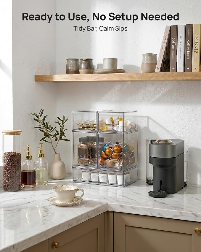 Vtopmart Stackable Storage Drawers Set of 5, Clear Plastic Organizer Bins for Baby Bottle, Beauty Supplies Storage, Ideal for Kichen Countertop, Vanity, Bathroom, Cabinet, Pantry Organization - Image 2