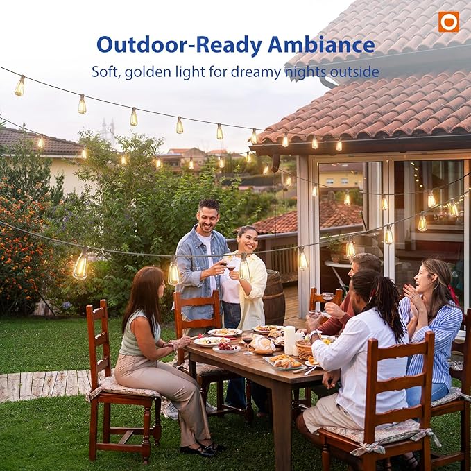 addlon 100FT(50FT*2) Outdoor String Lights ST38 LED with Remote Waterproof | 54 Dimmable Shatterproof Replaceable Bulbs, Connectable Hanging Strand for Porch Backyard Patio Garden Deck Outside, Timer - Image 8