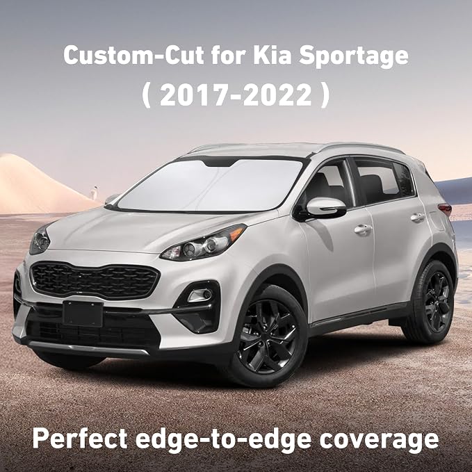 EcoNour Windshield Sunshade Compatible for Kia Sportage 2017-2020 2021 2022, Sun Visor for Front Windshield & Window Sun Shade Cover, UV Heat Blocker & Protector, Car Accessories - Image 2