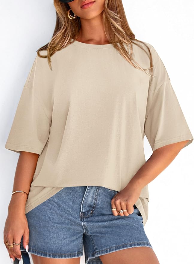 PRETTYGARDEN Womens 2026 Spring Going Out Tops Casual Short Sleeve Crewneck Loose Fit Basic Oversized T Shirts Summer Outfits - Image 2
