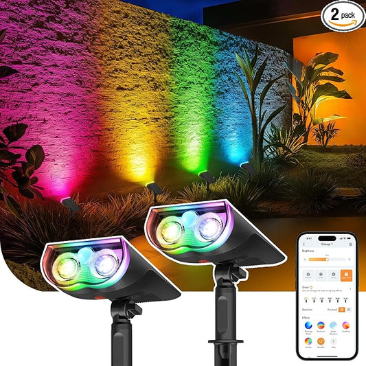 Linkind Smart Solar Lights Outdoor SL5 with Motion Sensor,2 Pack, IP65 by Linkind