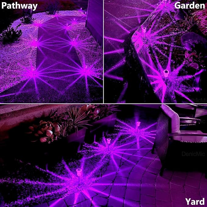 DenicMic Solar Halloween Lights Outdoor Waterproof 10 Pack Halloween Decor | Stake Lights for Yard Pathway Garden Walkway Driveway Patio Lawn, Auto On/Off Purple LED Halloween Decorations Outdoor - Image 5