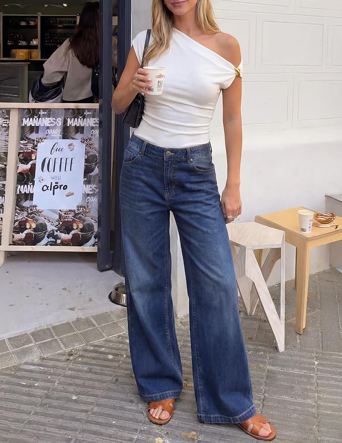 ZESICA Women's 2026 Summer Off Shoulder Tops Going Out Sexy Y2k Shirts Spring Cap Sleeve Ruched Asymmetrical Blouses - Image 5