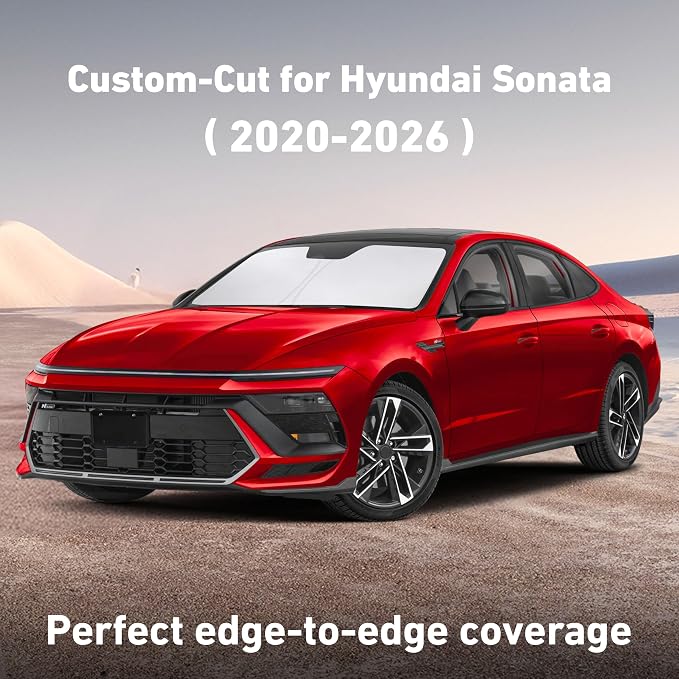 EcoNour Windshield Sunshade Compatible for Hyundai Sonata 2020-2024 2025 2026, Sun Visor for Front Windshield & Window Sun Shade Cover, UV Heat Blocker & Protector, Car Accessories - Image 2