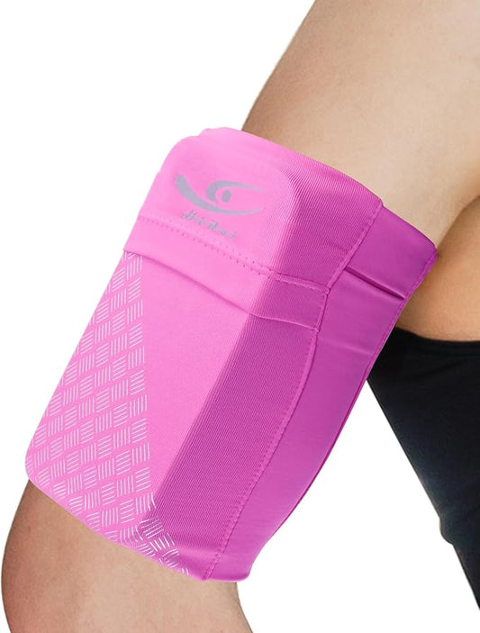 HiRui Universal Sports Armband Cell Phone Armband Sleeves Running Armband for Exercise Workout, Compatible with iPhone 17/17Plus/Pro/16/15/15Plus/14 Samsung Galaxy All Phones (Medium, Pink) by HiRui