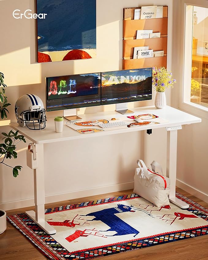 ErGear Height Adjustable Electric Standing Desk, 71 x 30 Inches Sit Stand up Desk, Memory Computer Home Office Desk, White - Image 2