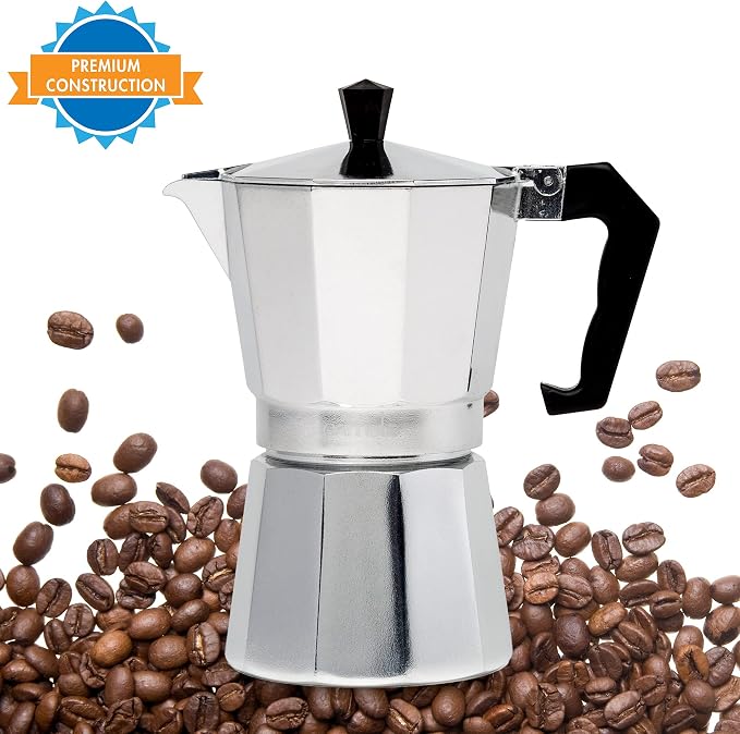 Primula Classic Stovetop Espresso and Coffee Maker, Moka Pot for Italian and Cuban Café Brewing, Greca Coffee Maker, Cafeteras, 6 Espresso Cups, Silver - Image 10
