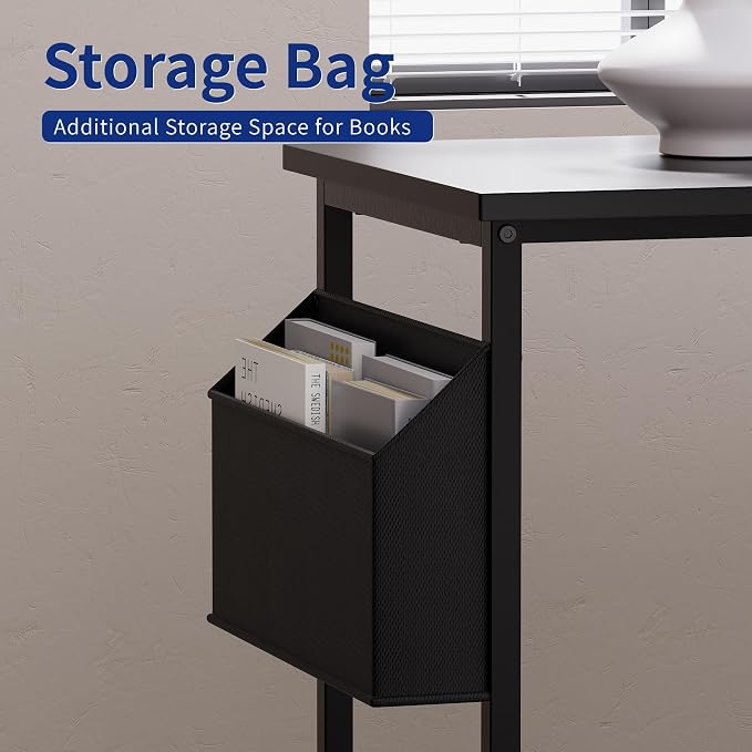 Pamray 40 Inch L Shaped Computer Desk with Reversible Side Storage Shelves, Small Corner Desk for Small Space Home Office, Writing Study Table PC Desk for Bedroom, White - Image 7