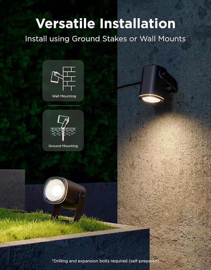 Govee Outdoor Spot Lights 2, IP67 Waterproof Spotlights, RGBWIC, 2 Pack | Landscape Lights Work with Matter, Alexa, and Google Assistant, Color Changing Ourdoor Light for Patio, Yard, Garden - Image 7