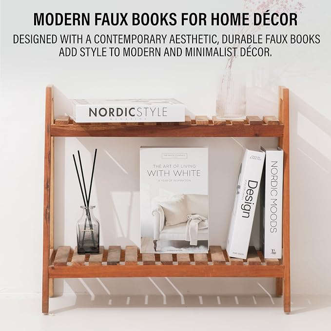 PROBENEX 4 Pcs Decorative Books | Faux Black Coffee Table & Shelf Decor | Bold Modern Look for Living Room, Office and Entryway - Not Real, Tool-Free 2-Min Setup - Image 8