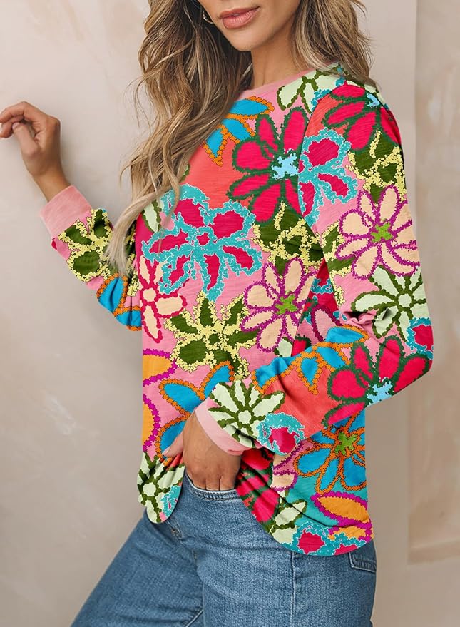 EVALESS Womens Crewneck Long Sleeve Tops Casual Polka Dots Tops Fall 2026 Tshirts Shirts - Image 3