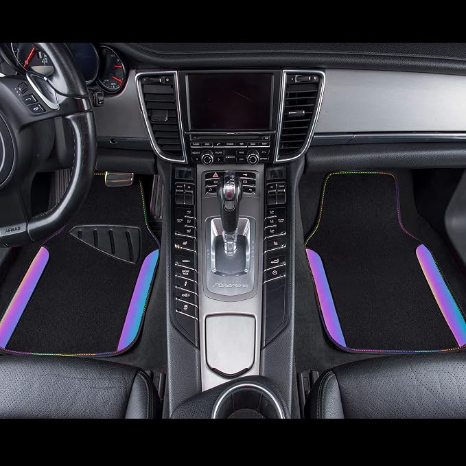 CAR PASS Chameleon Iridescent Reflective PU Leather&Waterproof Universal Carpet car Floor mats,Fit for 95% Suvs,Sedans,Vans,Trucks&Car Mat for Women(Reflective Color Change) - Image 3