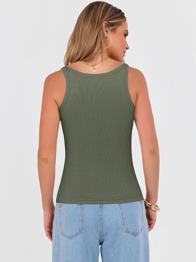 ANRABESS V Neck Tank Tops for Women Ribbed Knit Camisole 2026 Summer Casual Sleeveless Slim Fitted Basic Cami Shirts Clothes - Image 5