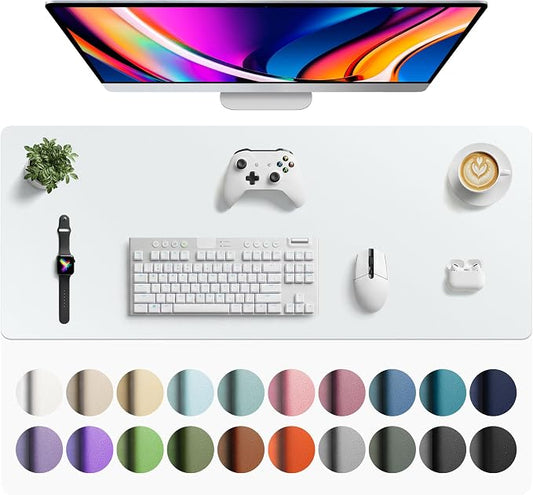 Aothia Faux Leather Desk Mat - Large Mouse Pad, Non-Slip PU Leather Blotter, Waterproof Writing Surface for Office and Home (Barely Grey, 42" x 17") by AothiaSimpleNaturalUnique